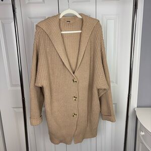 FREE PEOPLE Tan Button-Up Women's Sweater